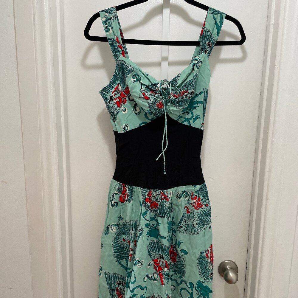Trashy Diva corset waist effect "Absinthe" print dress size 4